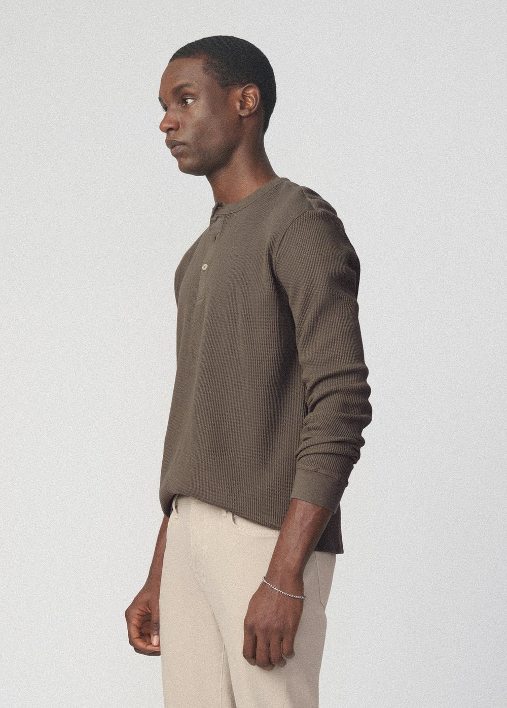 JOE'S | Henley en maille gaufrée - Vert thé