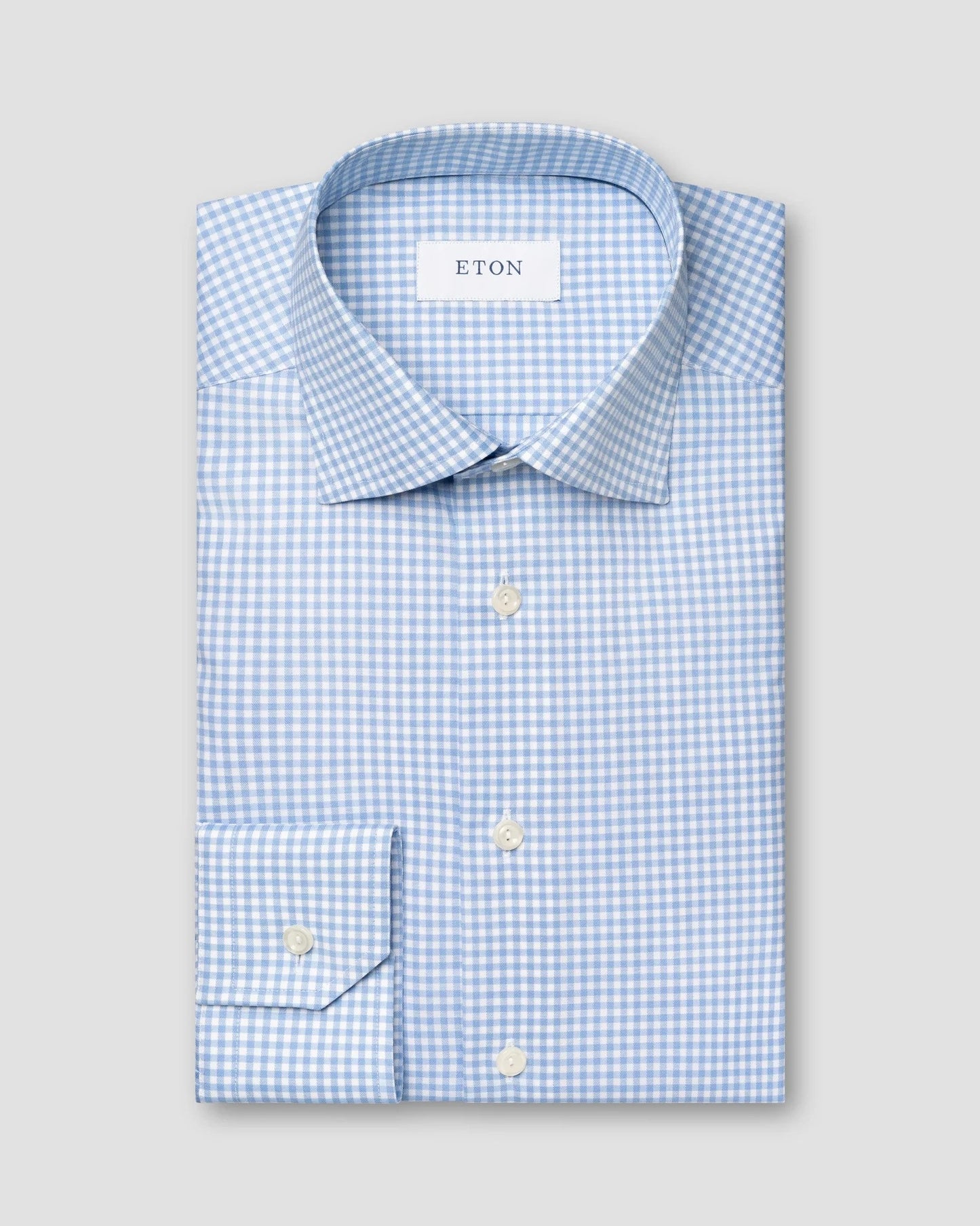 Eton | Chemise à carreaux en sergé fin - Bleu