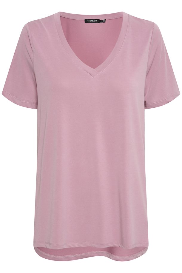 SOAKED IN LUXURY | T-Shirt col V "COLUMBINE" - Rose