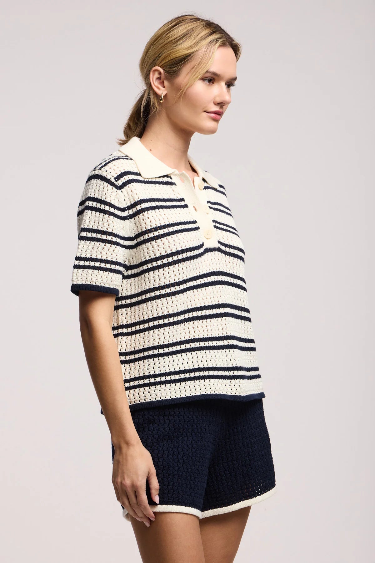 Velvet | Le short ''Jenifer'' en maille de coton - Bleu marine