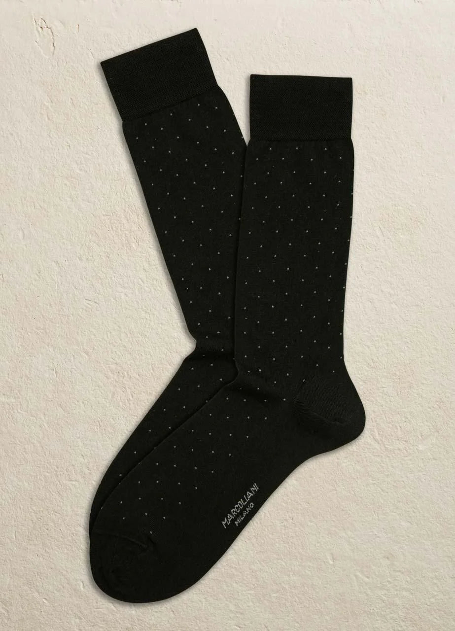 Marcoliani - Chaussettes à motifs de pois en coton Pima - Noir