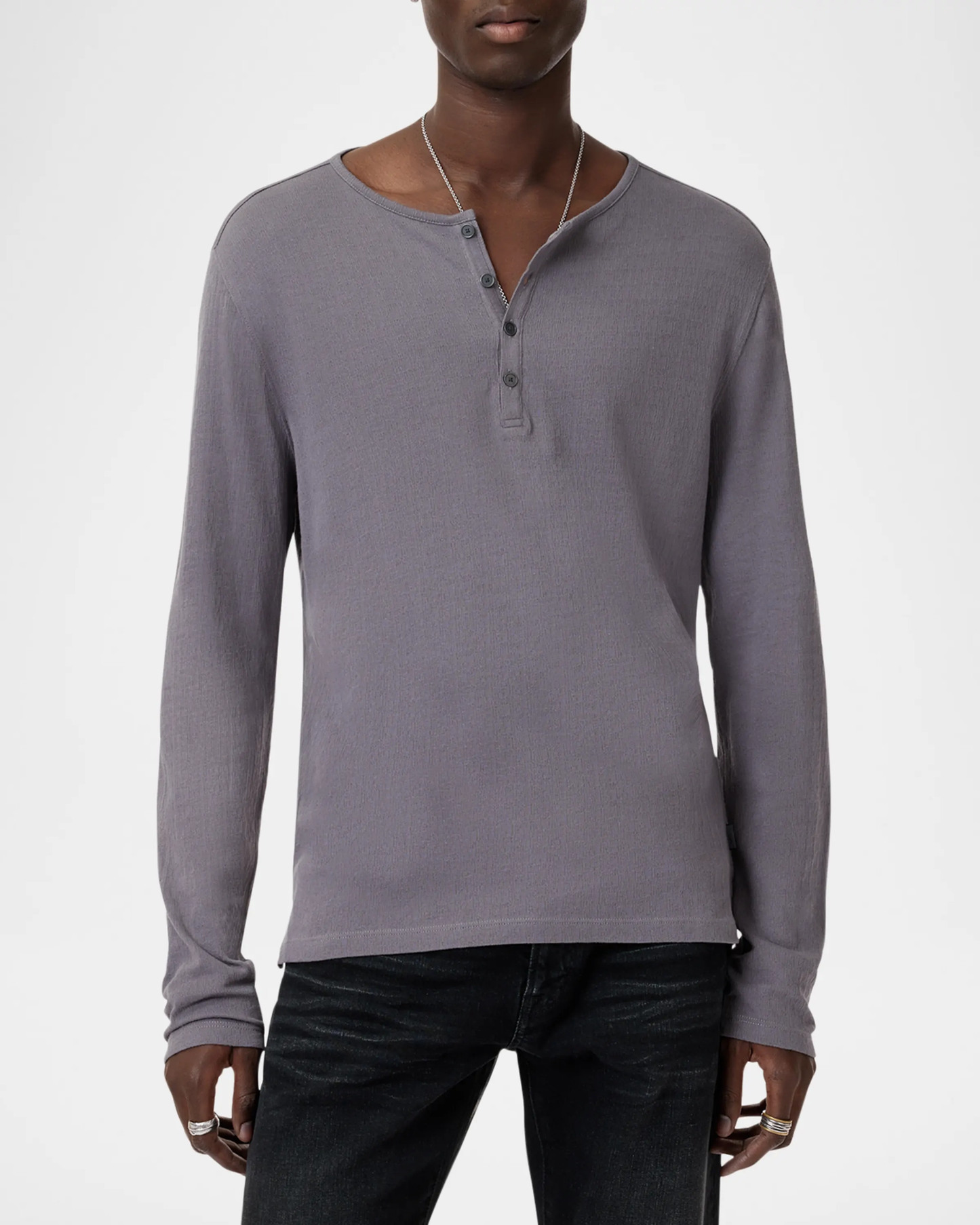 John Varvatos | Henley texturé à manches longues ''Walden'' - Lavande sèche