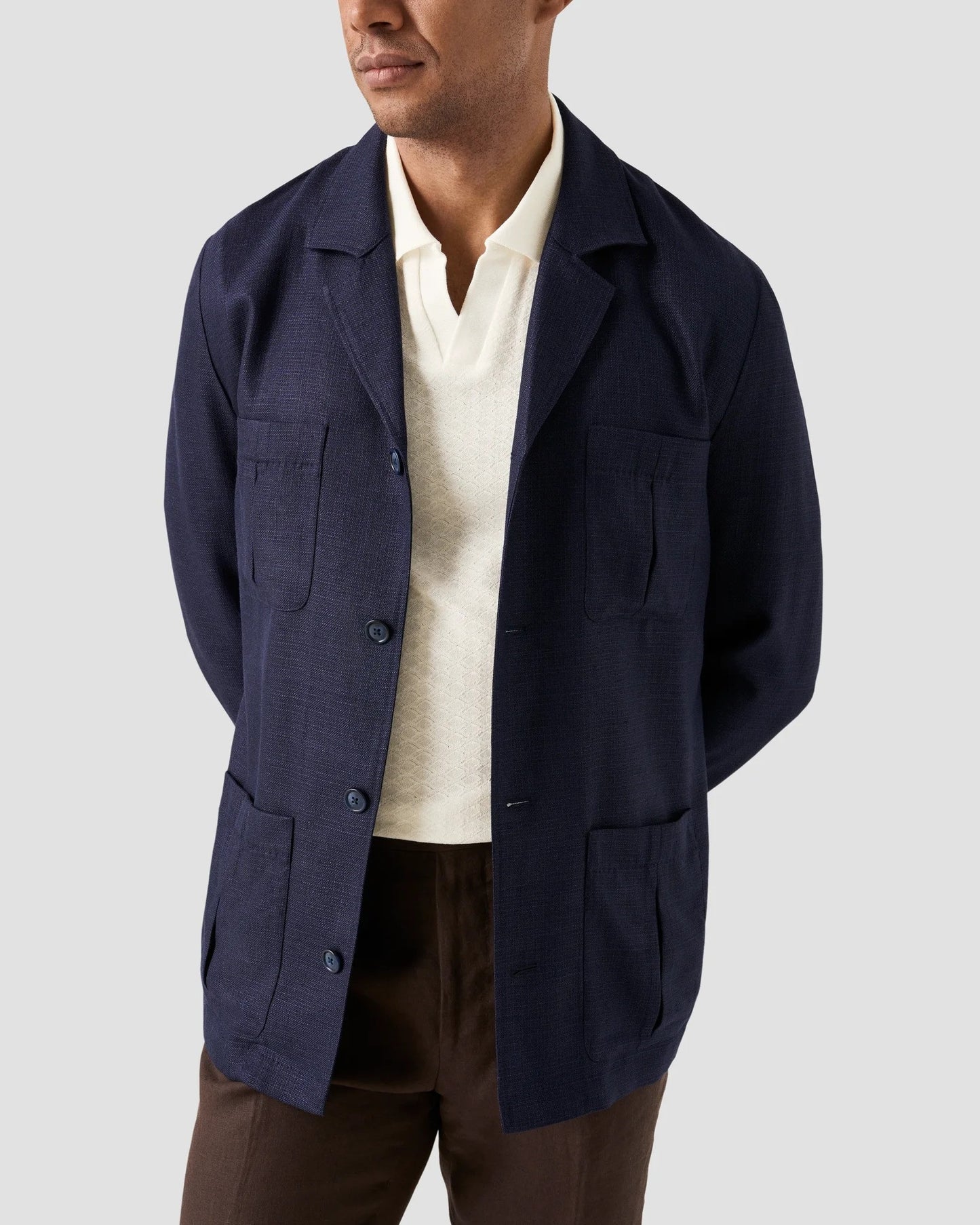 Eton | Polo en jacquard - blanc cassé