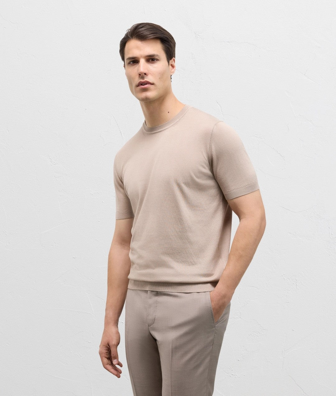 Pal Zileri | T-shirt ''Effortless'' en coton, soie et lyocell - Rose clair