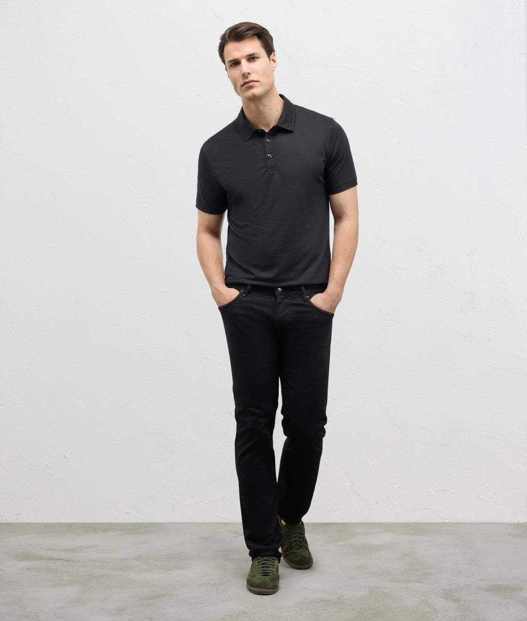 Pal Zileri | Polo en jersey de coton et lyocell - Noir