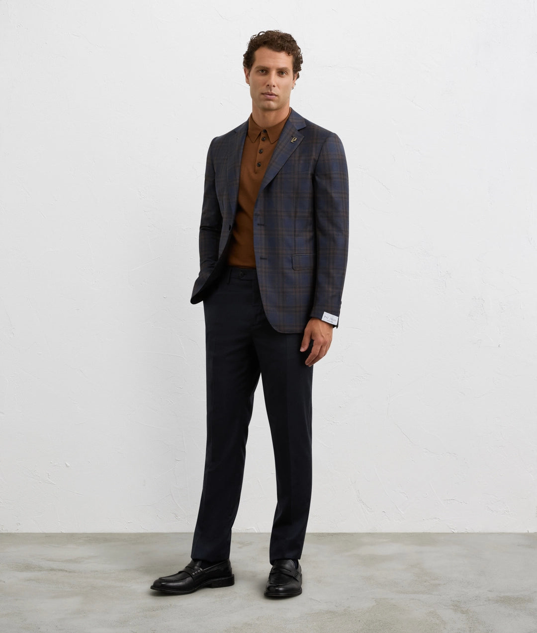 Pal Zileri | Pull polo à manches longues en laine, coupe classique - Marron