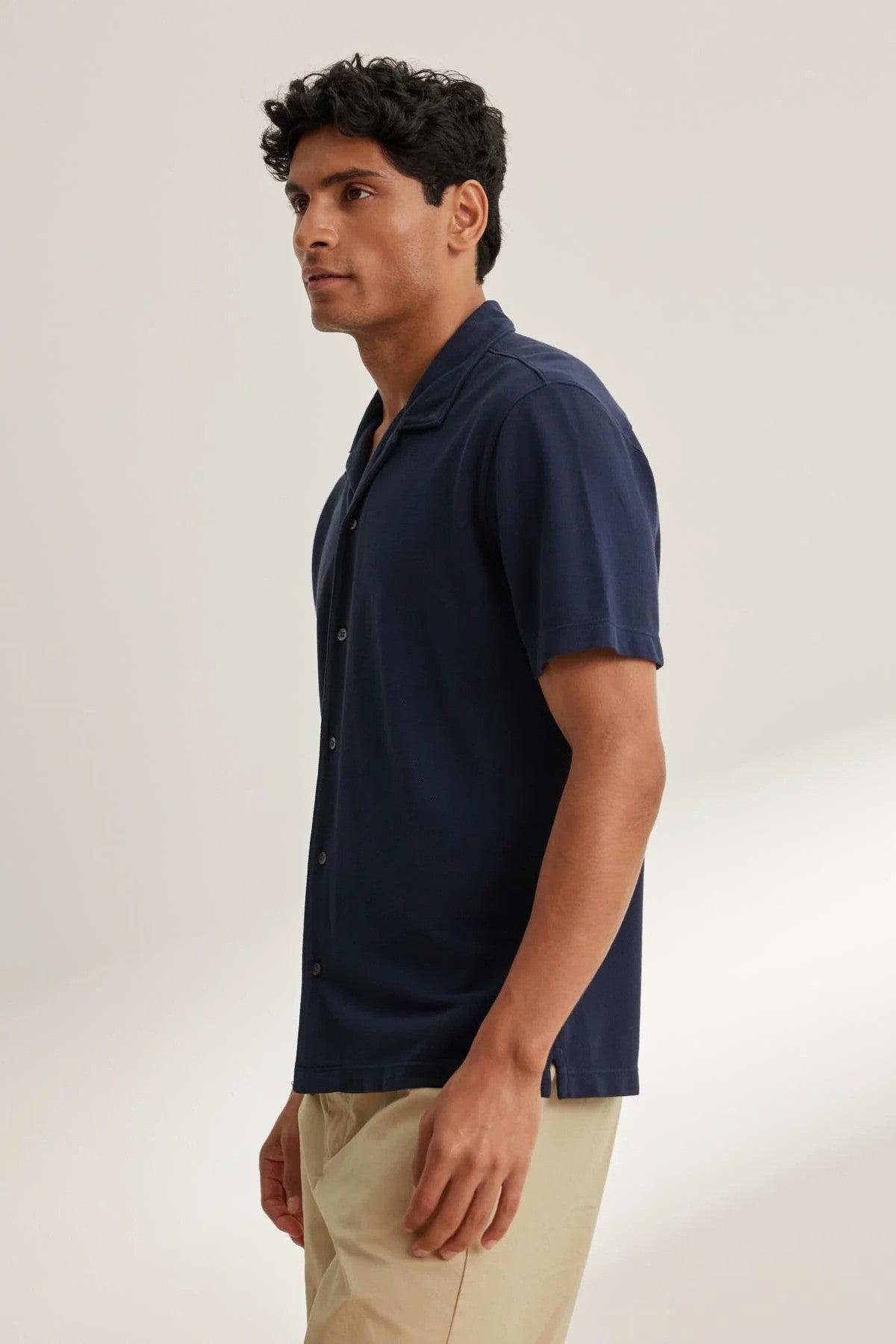 Velvet | Chemise à col camp en piqué ''Martyn'' - Marine