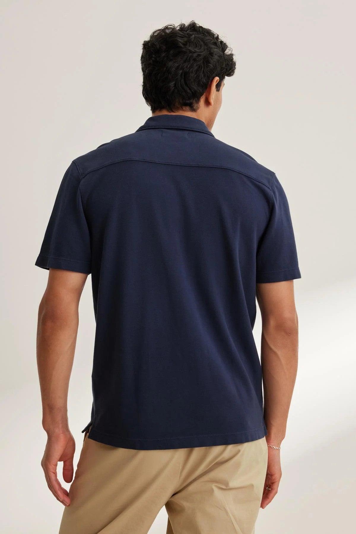 Velvet | Chemise à col camp en piqué ''Martyn'' - Marine