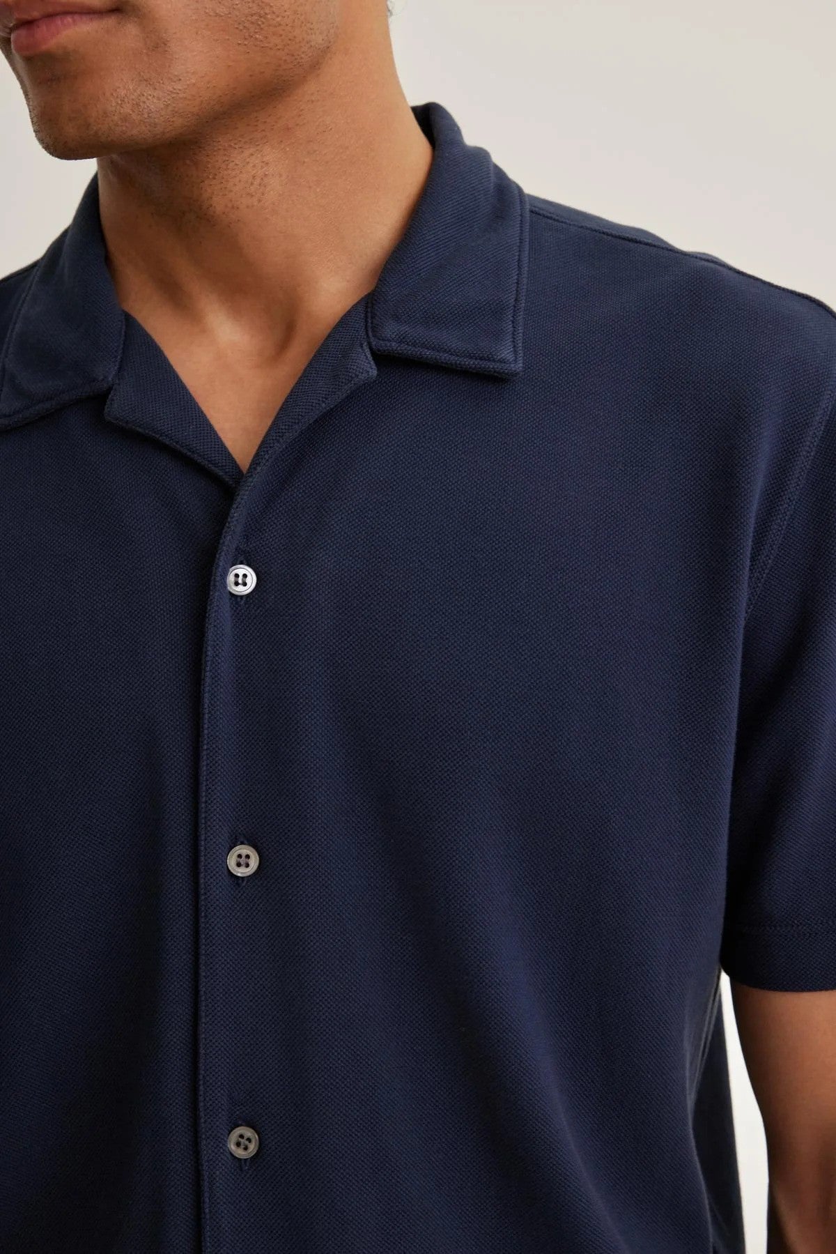 Velvet | Chemise à col camp en piqué ''Martyn'' - Marine