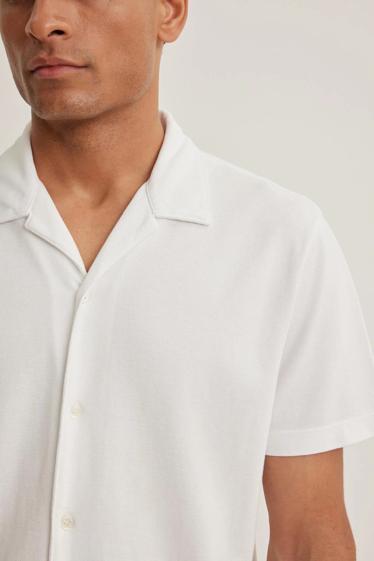 Velvet | Chemise à col camp en piqué ''Martyn'' - Blanc