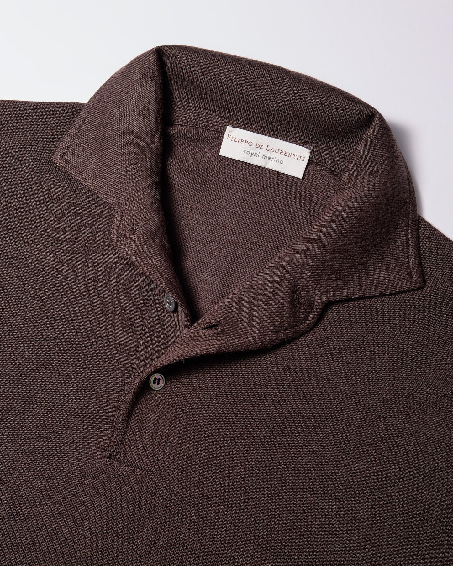 Filippo De Laurentiis | Polo à col chemise en laine mérinos royale - Marron