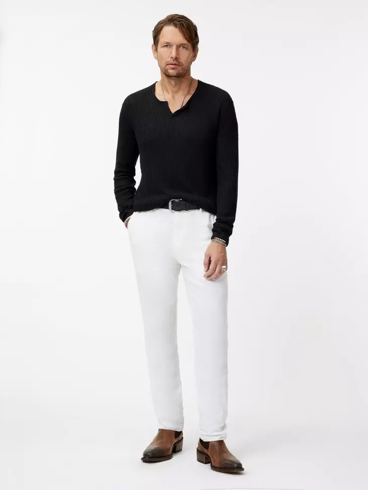 John Varvatos | Le pull-over Henley texturé ''Egor'' - Noir
