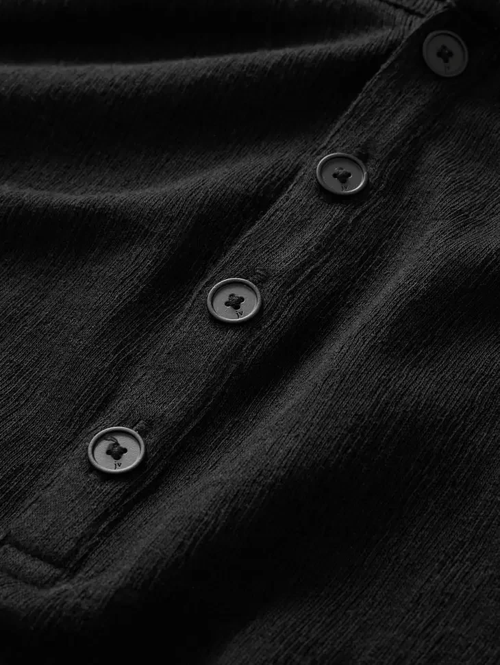 John Varvatos | Henley texturé à manches longues ''Walden'' - Noir