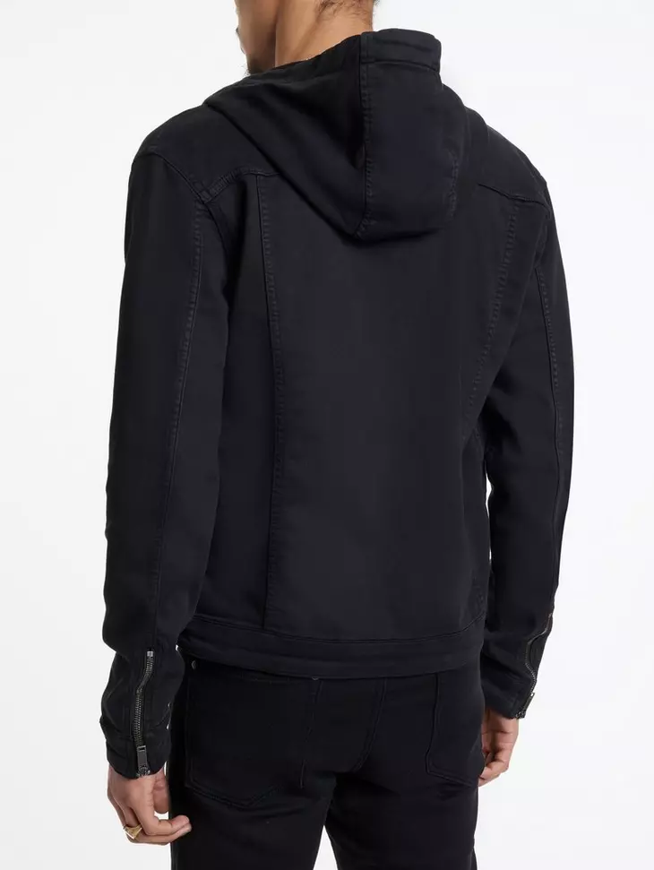 John Varvatos | La veste en jean stretch à capuche ''Scott'' - Noir