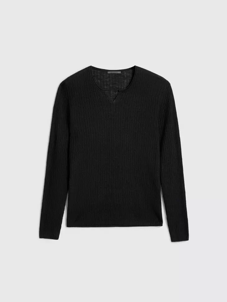 John Varvatos | Le pull-over Henley texturé ''Egor'' - Noir