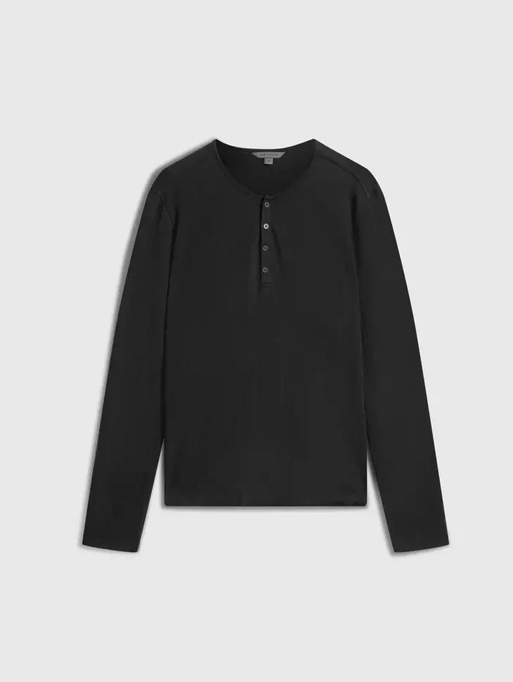 John Varvatos | Henley texturé à manches longues ''Walden'' - Noir