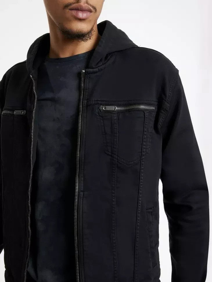John Varvatos | La veste en jean stretch à capuche ''Scott'' - Noir