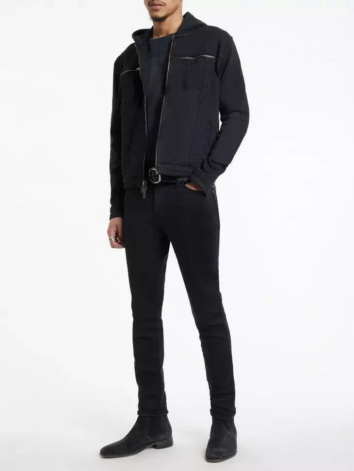 John Varvatos | La veste en jean stretch à capuche ''Scott'' - Noir