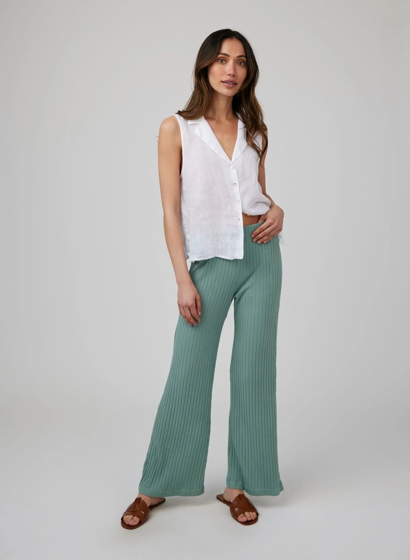 BELLA DALH | Pantalon à jambe large - Sauge