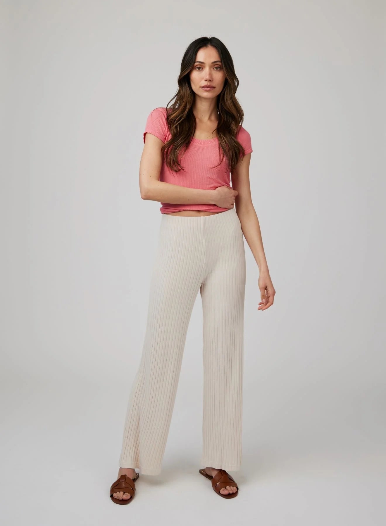 BELLA DALH | Pantalon à jambe large - Beige