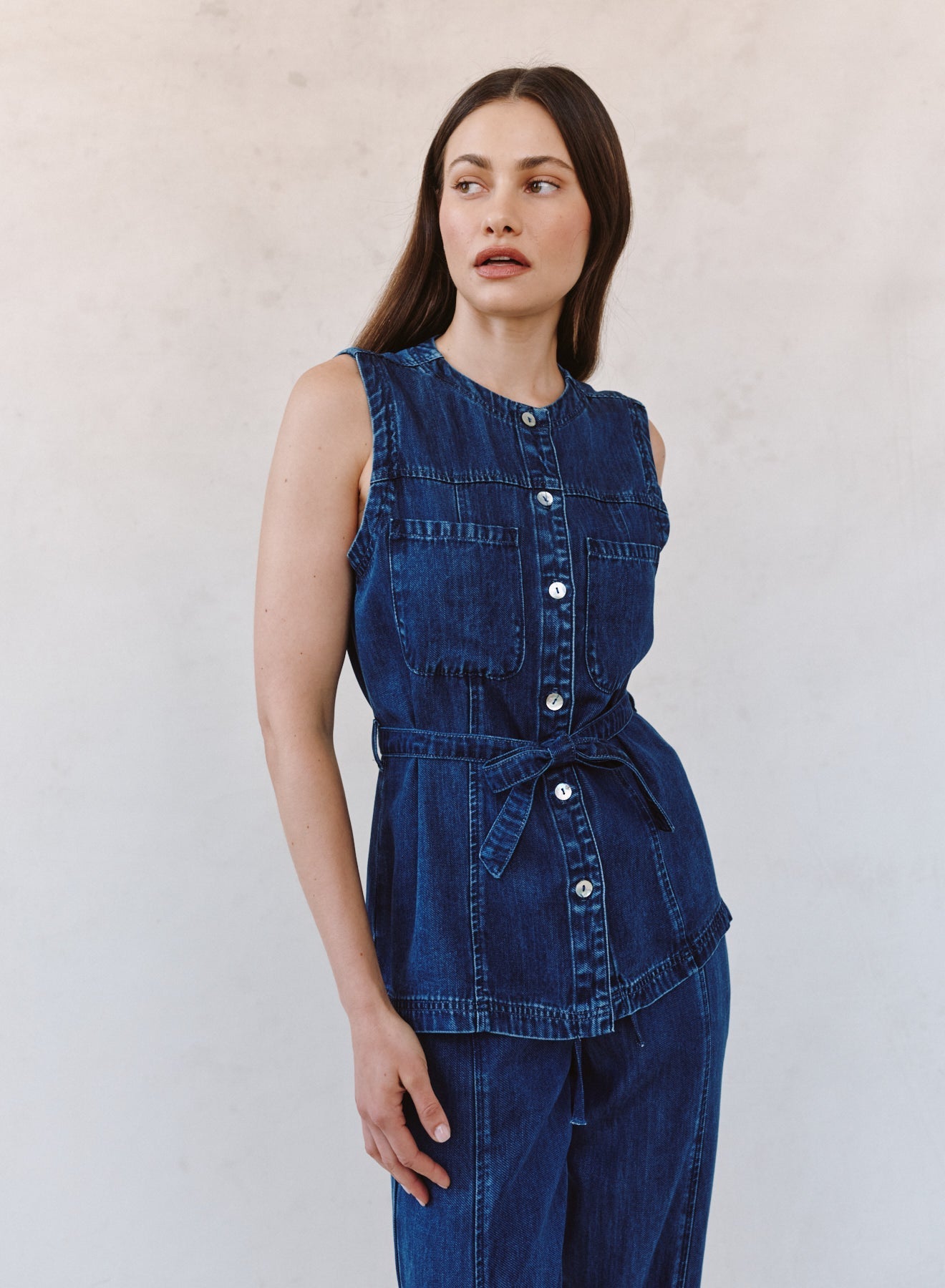 Bella Dahl | Veste 'Seamed Belted'| Bleu