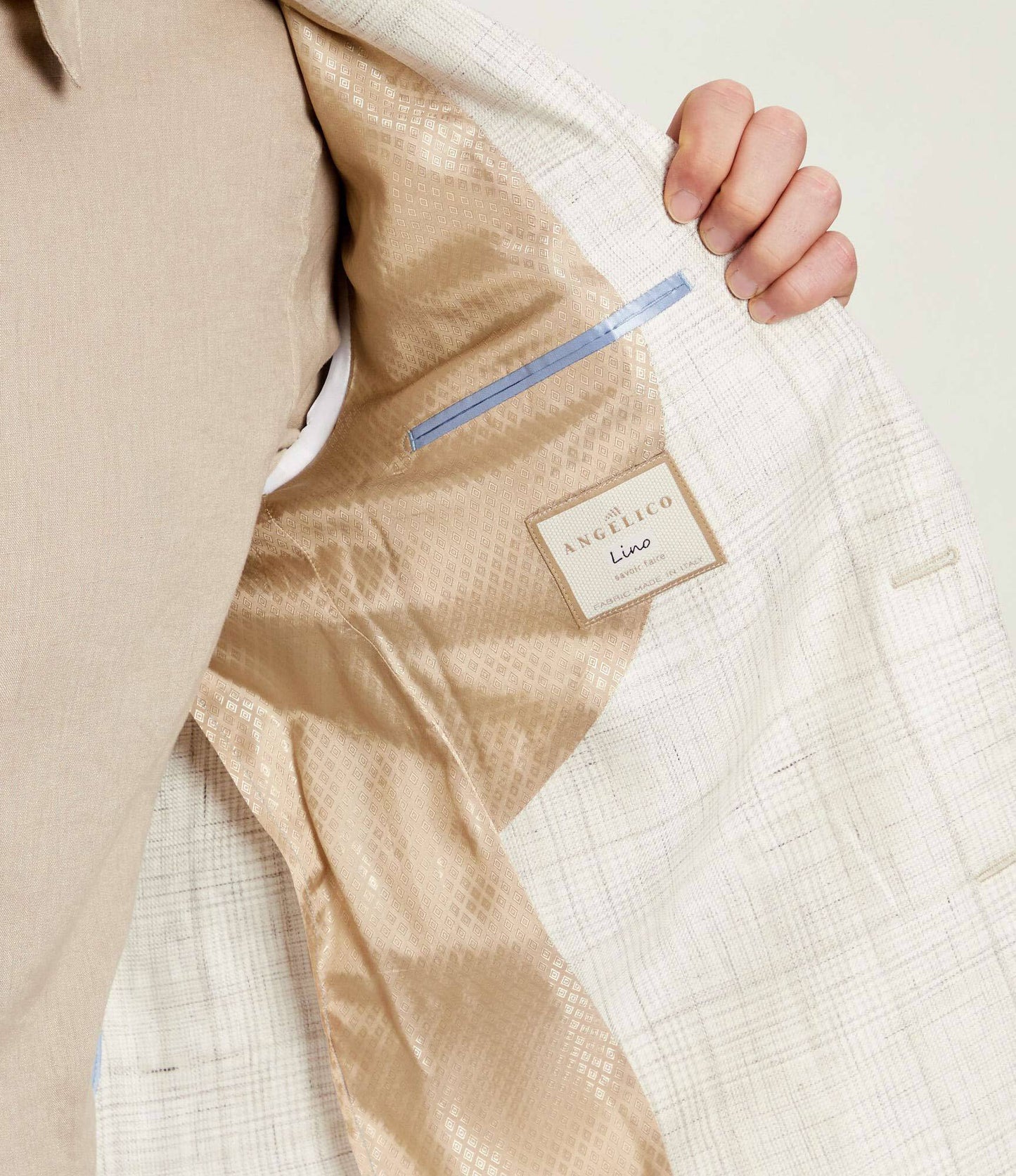 SAND Copenhagen | Veston en lin « Star Napoli » à motif à carreaux - Beige clair