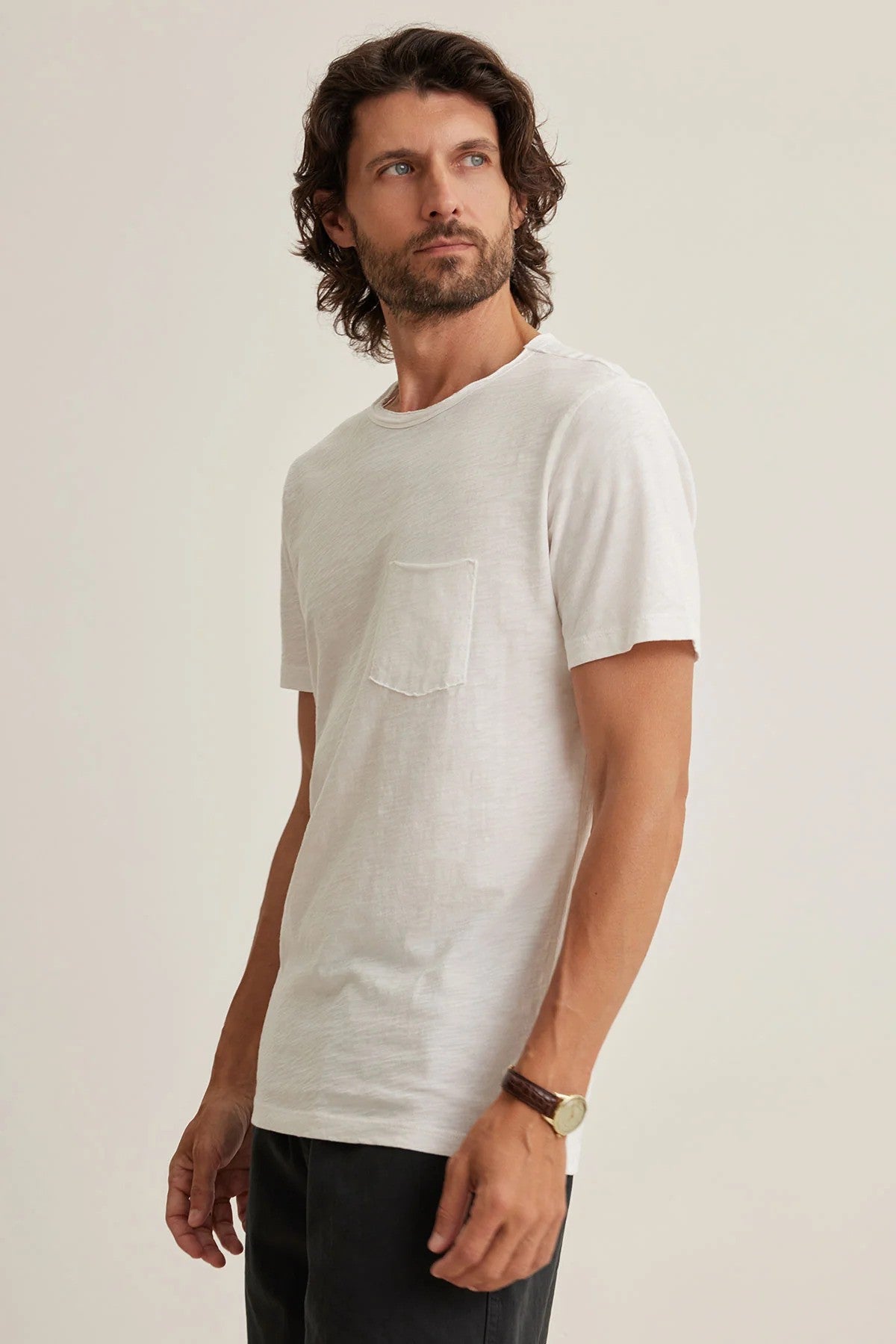 Velvet |Le T-shirt Chad à poche en coton flammé - Blanc