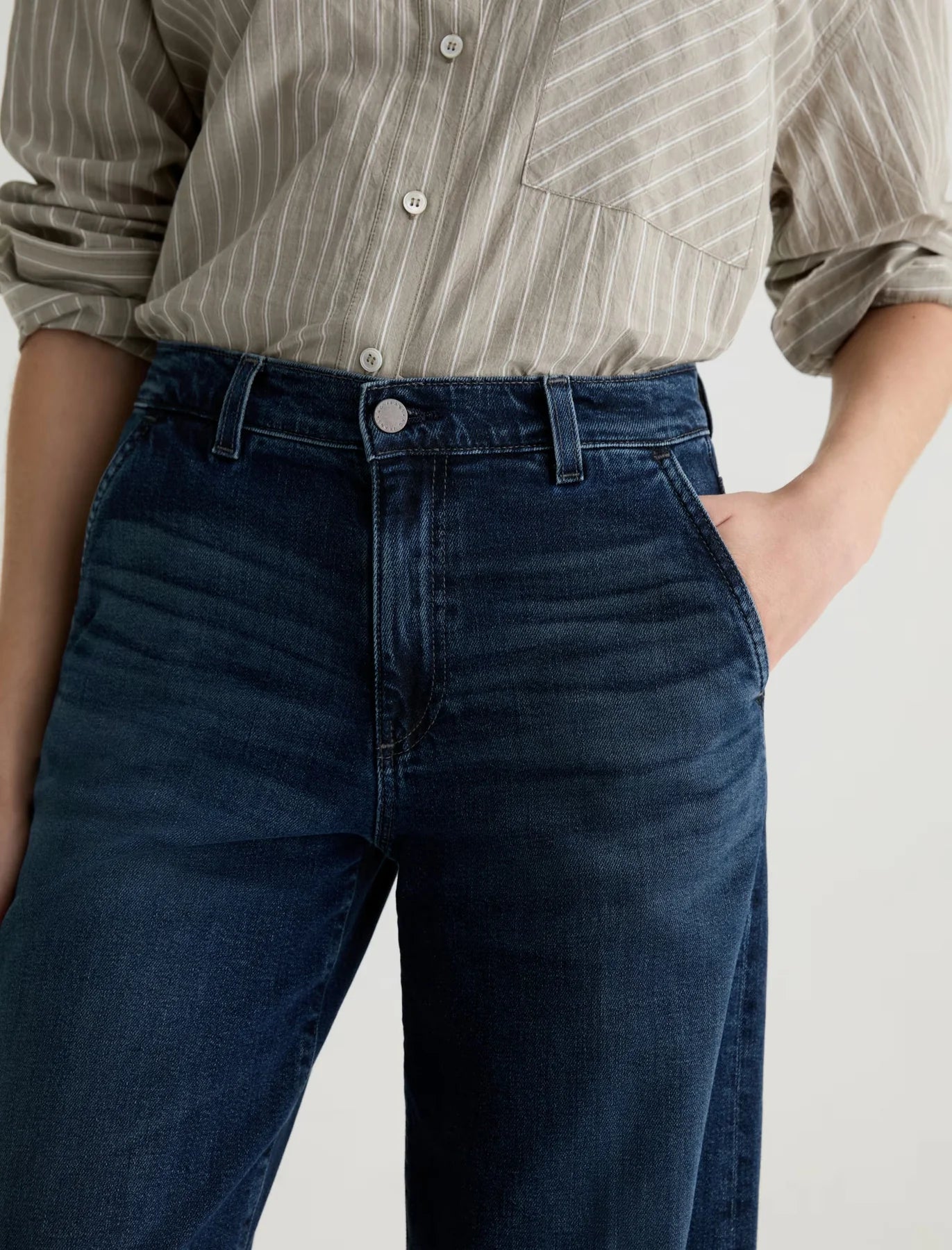AG Jeans | Pantalon palazzo à taille basse ''Stella'' - Bleu Poise