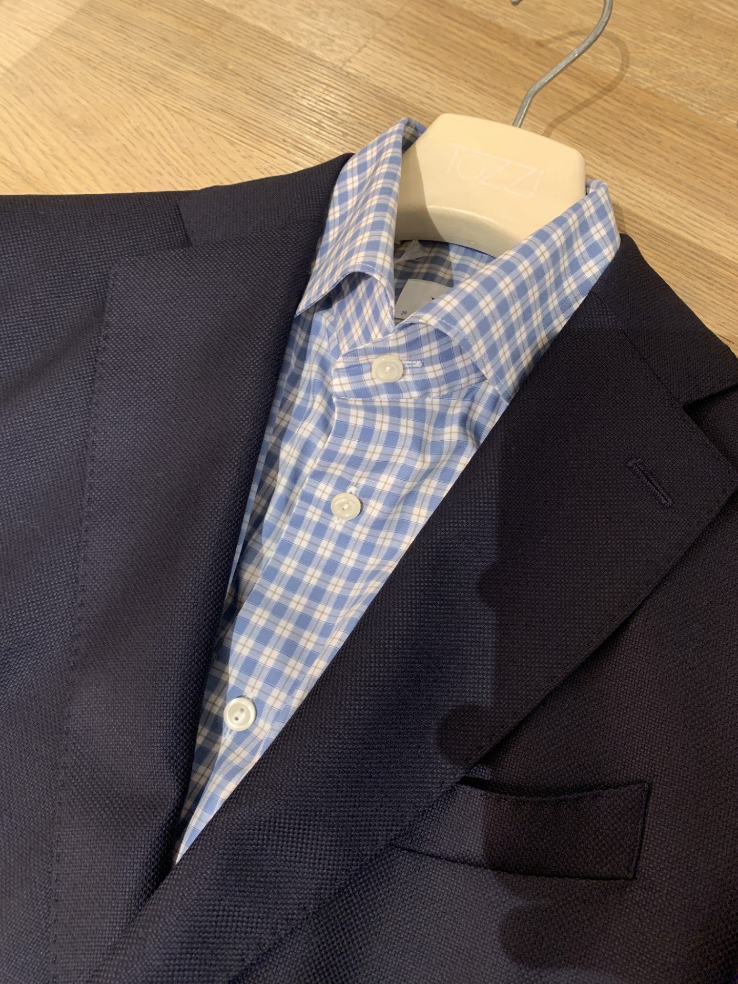 Eton | Chemise en twill fin à carreaux - Bleu/Blanc