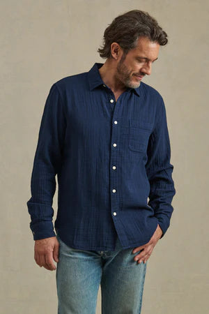 Velvet | chemise en coton tissé "Apollo" - Bleu minuit