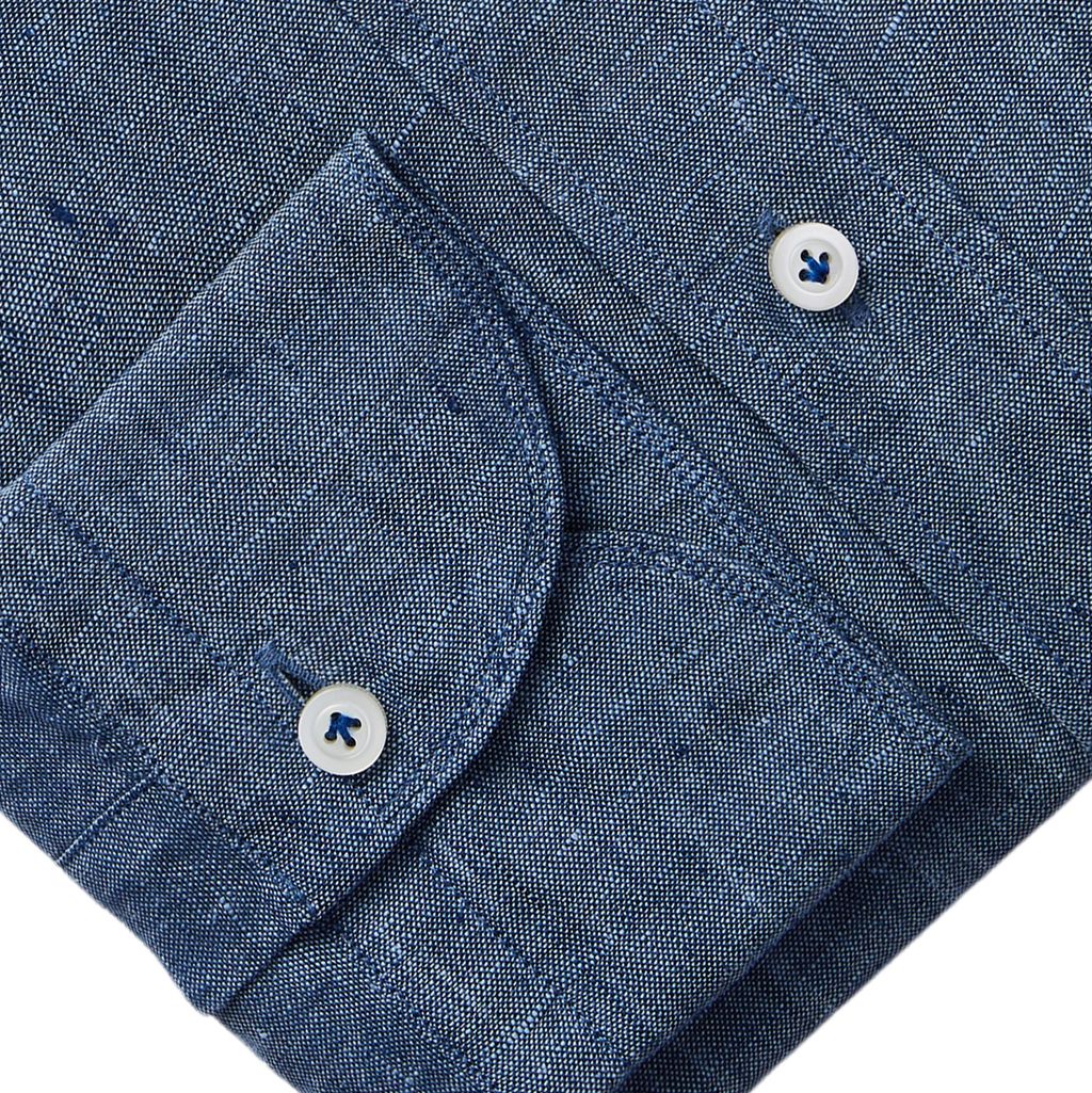 Emanuel Berg | Chemise en lin ''Havard'' - Bleu Moyen