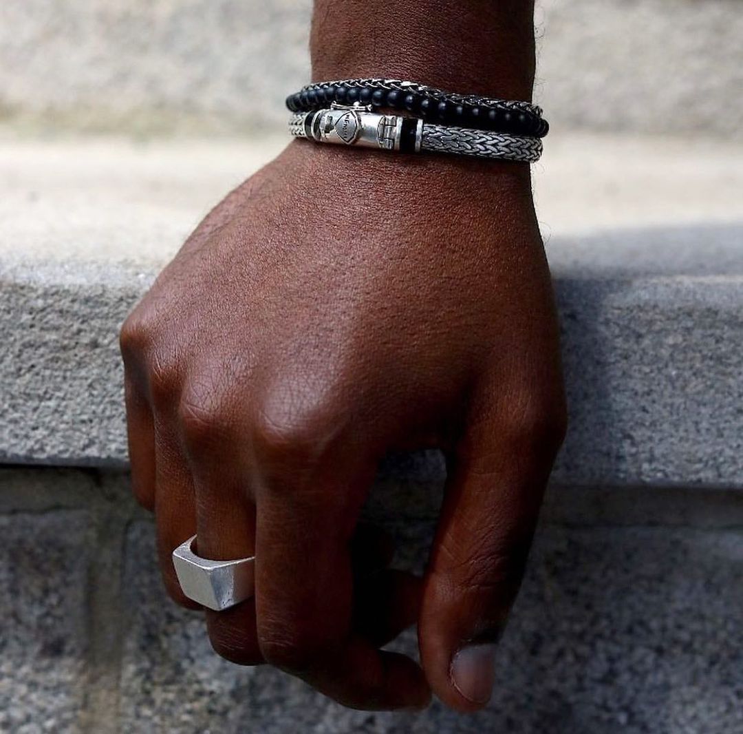 Kemmi  | Bracelet ''Snake'' Argent et Onyx 6MM