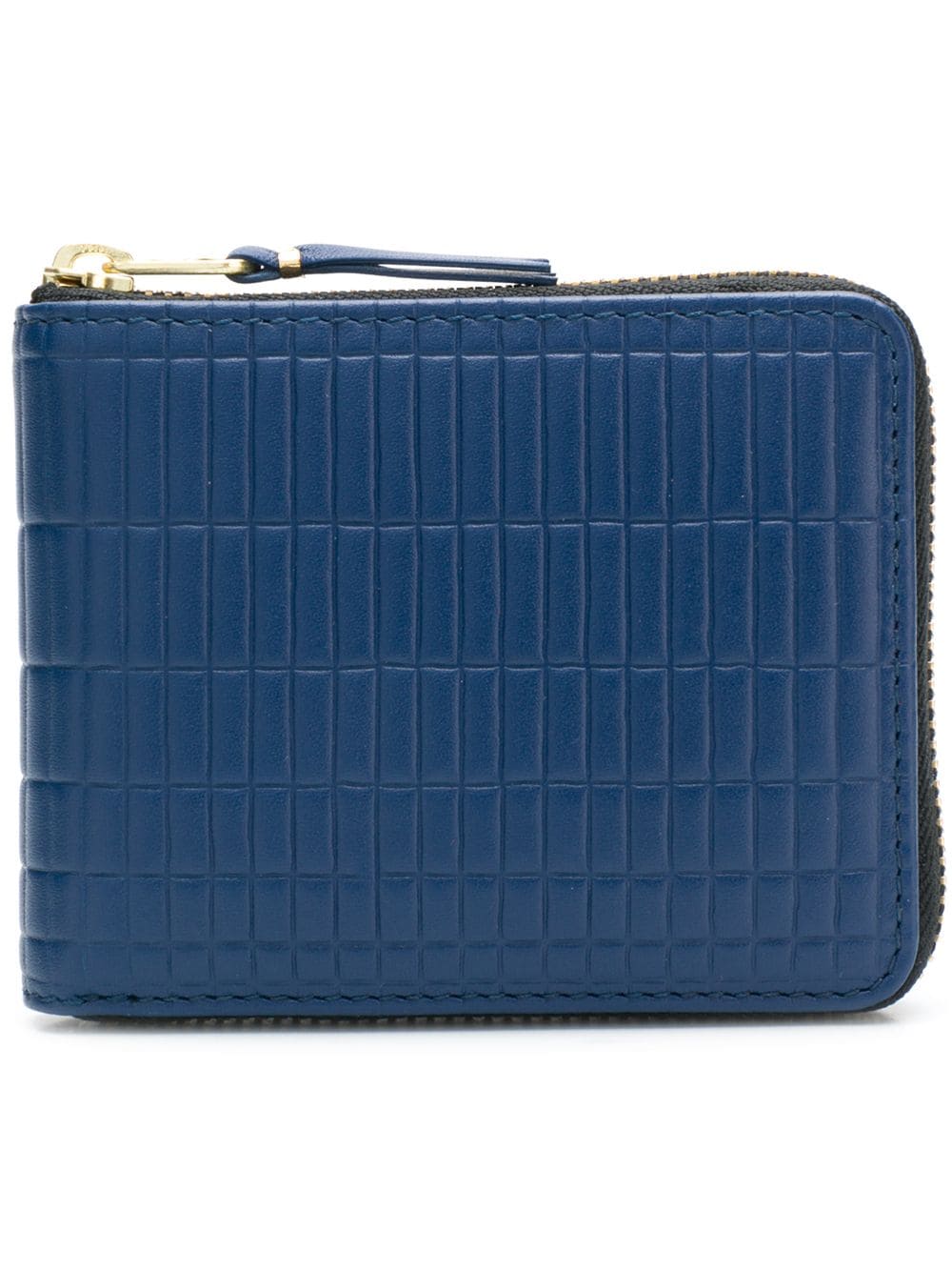 Comme des Garçons embossed checkered wallet with zip opening in blue