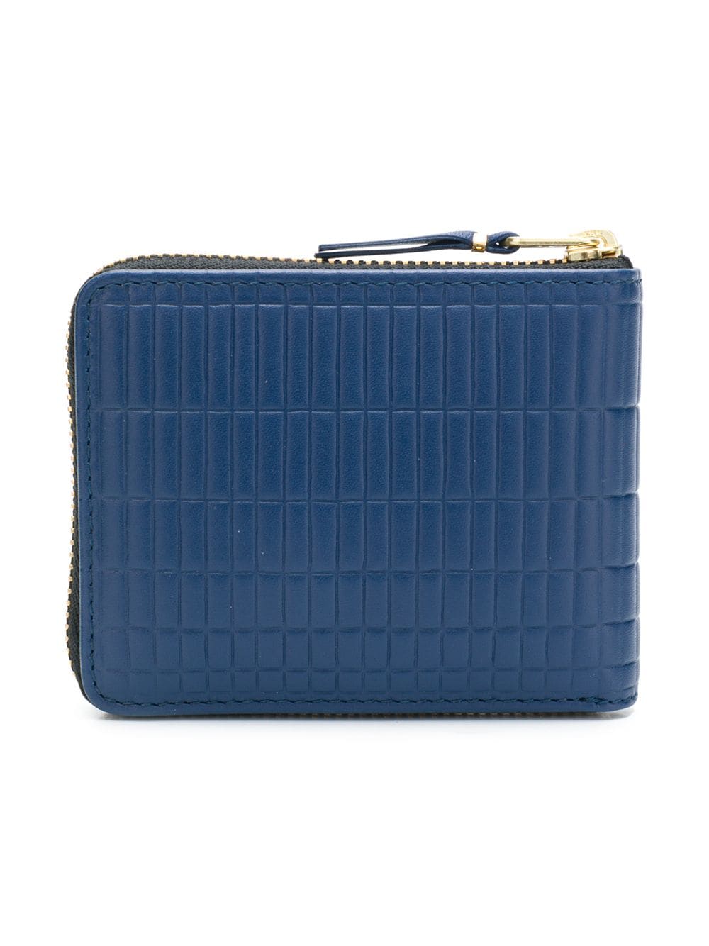 Comme des Garçons embossed checkered wallet with zip opening in blue
