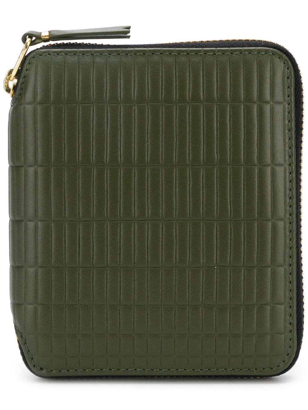 Comme des Garçons embossed checkered wallet with zip opening in green