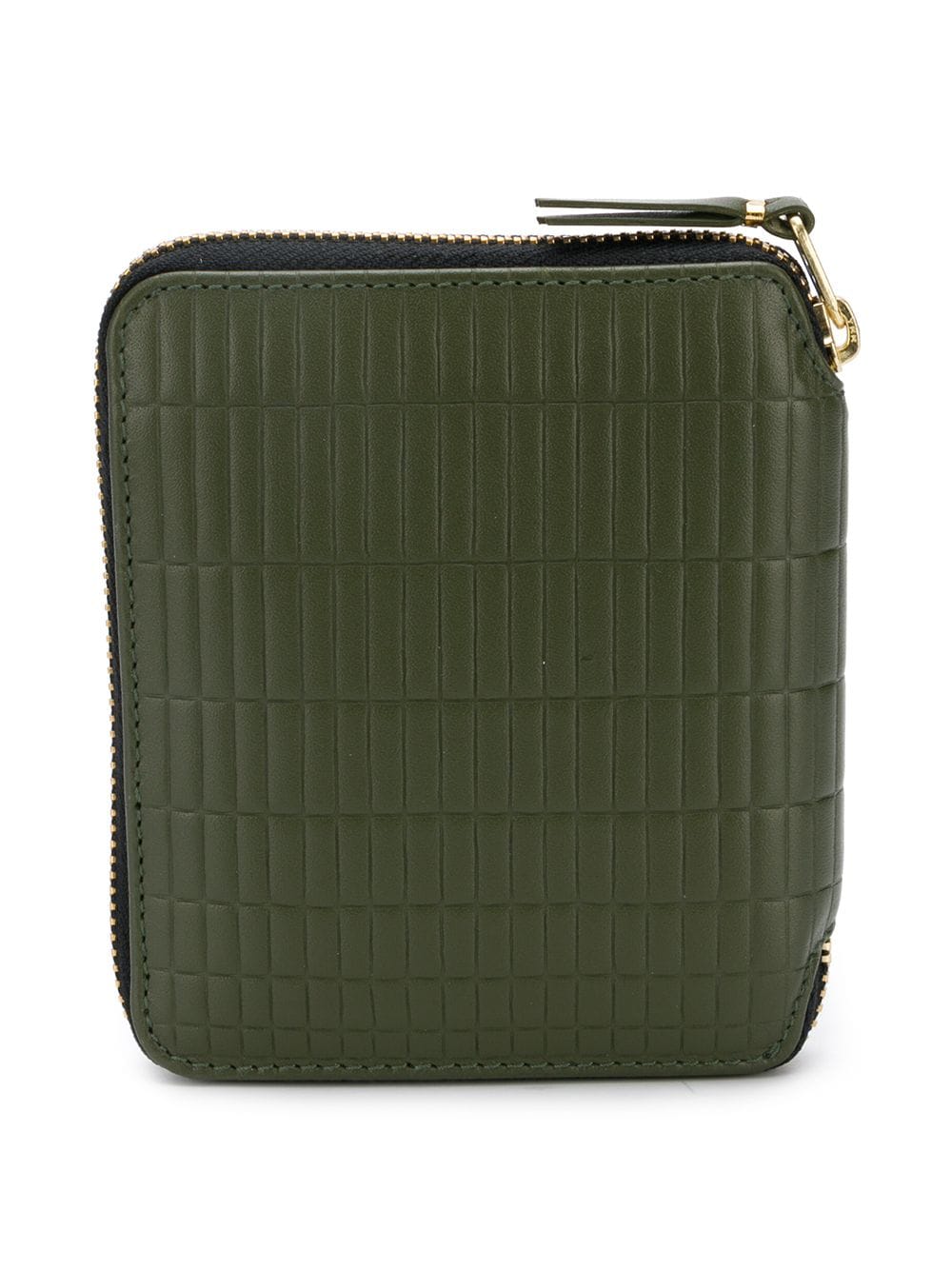 Comme des Garçons embossed checkered wallet with zip opening in green