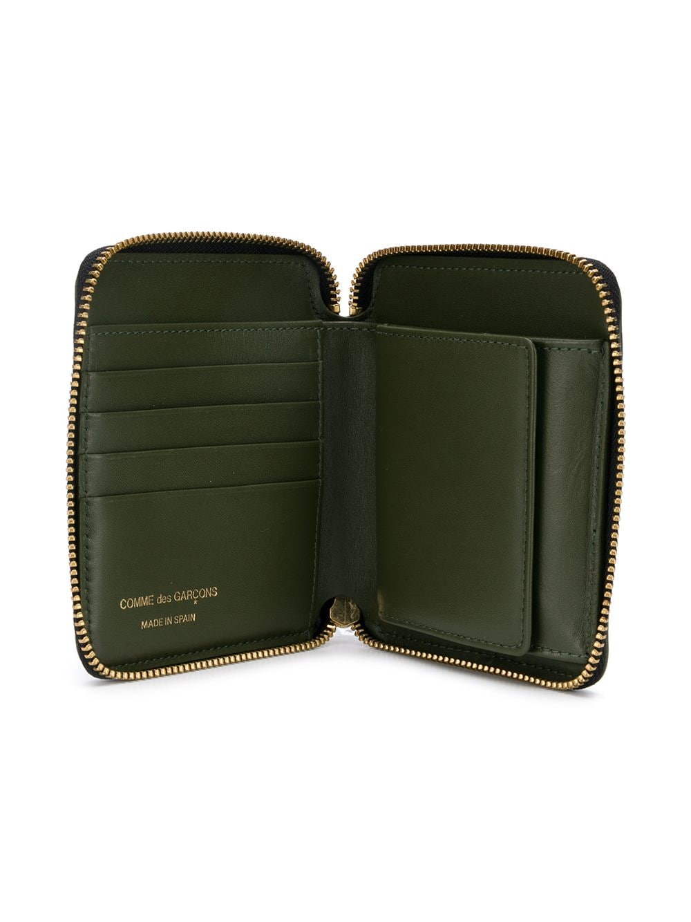 Comme des Garçons embossed checkered wallet with zip opening in green