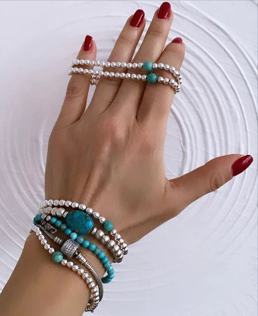 RM KANDY | Bracelet 'Firuzeh' avec perles et turquoise - Argent Sterling