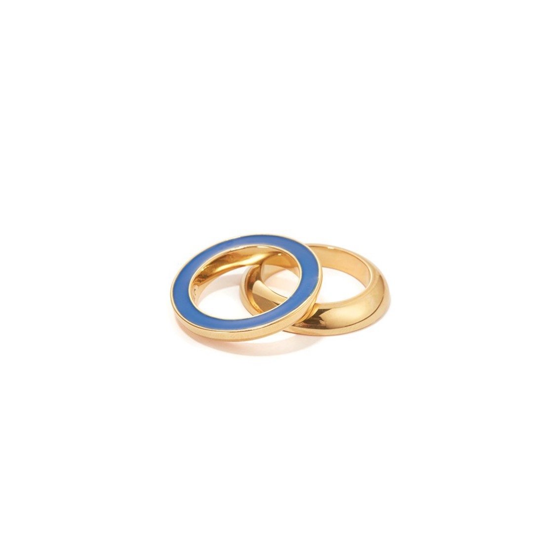 Jenny Bird - Moti stackable rings - Gold / blue enamel
