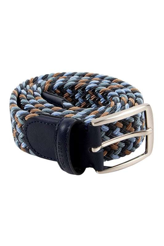 Miguel Bellido - Braided Elastic Belt - Grey/Blue/Multi