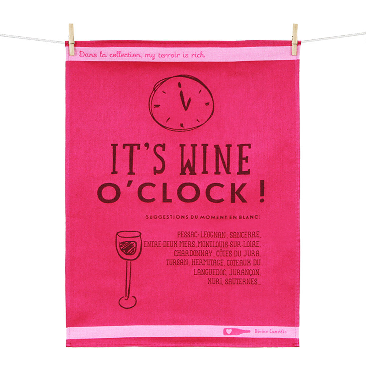 MOUTET WEAVING - "IT'S WINE O'CLOCK" TOWEL
