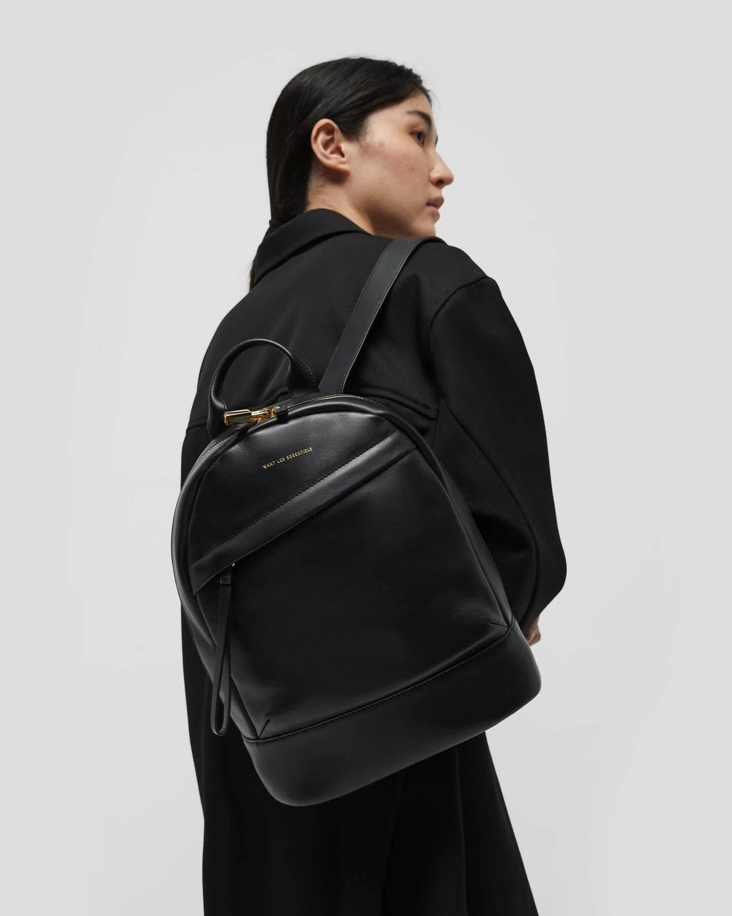 WANT Les Essentiels - Leather Mini PIPER BACKPACK - Black