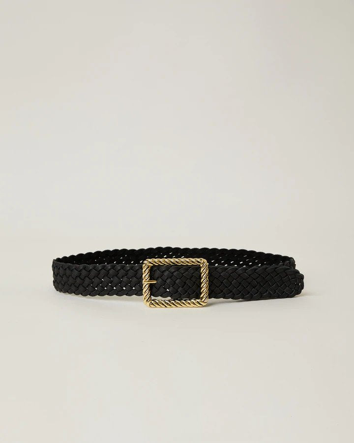 B-low the belt - Ceinture en suède tressé Janelle - Noir et Or