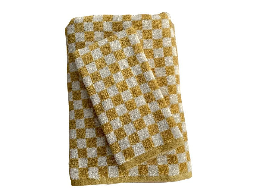 Un Art de Vivre - Serviette de bain à carreaux Retro - Jaune