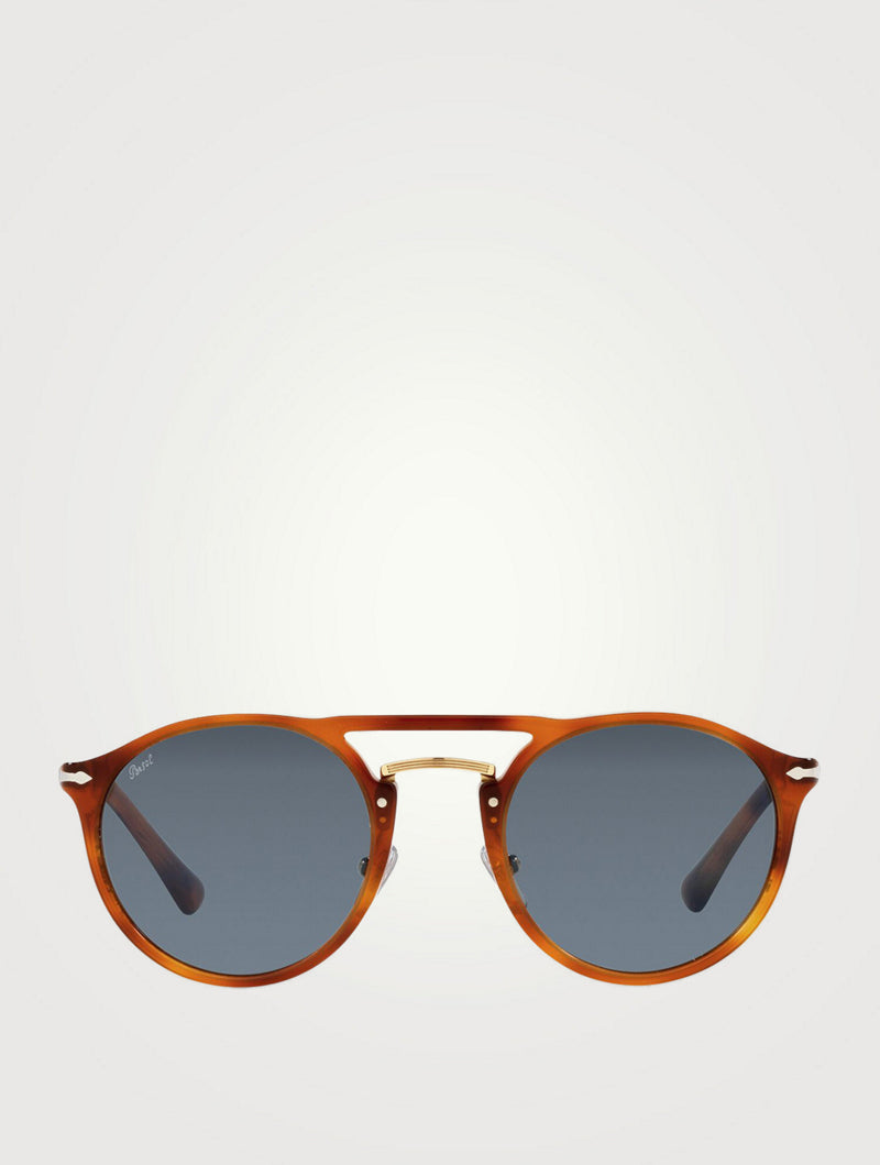 Persol - Lunettes de soleil rondes PO3264S - Brun clair, bleu