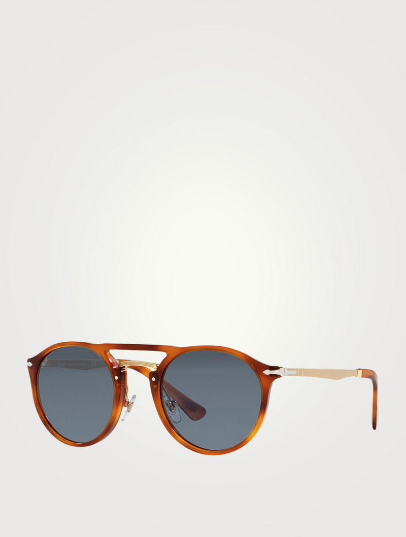 Persol - Lunettes de soleil rondes PO3264S - Brun clair, bleu