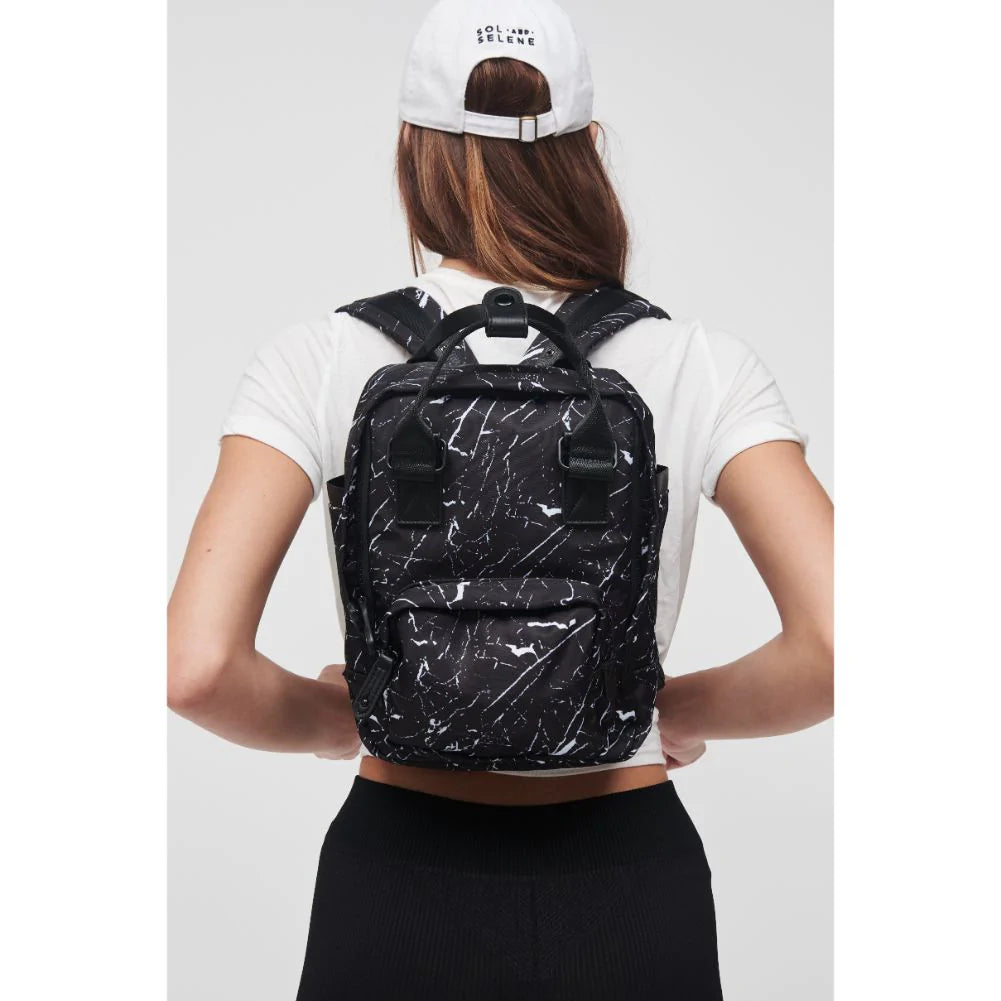 Sol & Selene - "Iconic" small backpack - Marbled Black and White