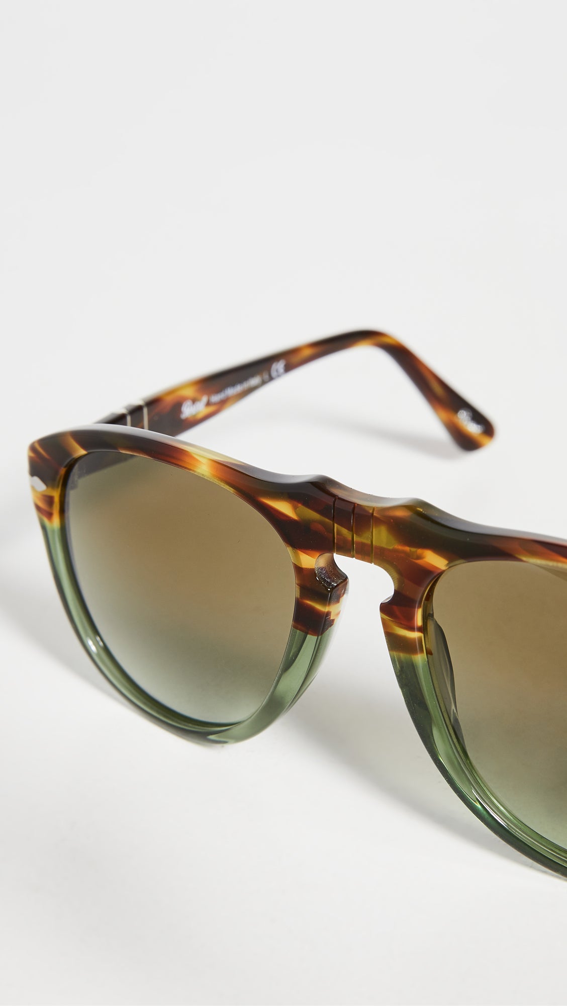 Persol - Lunettes de soleil aviateur 649 - Brun écaille vert transparent / vert dégradé