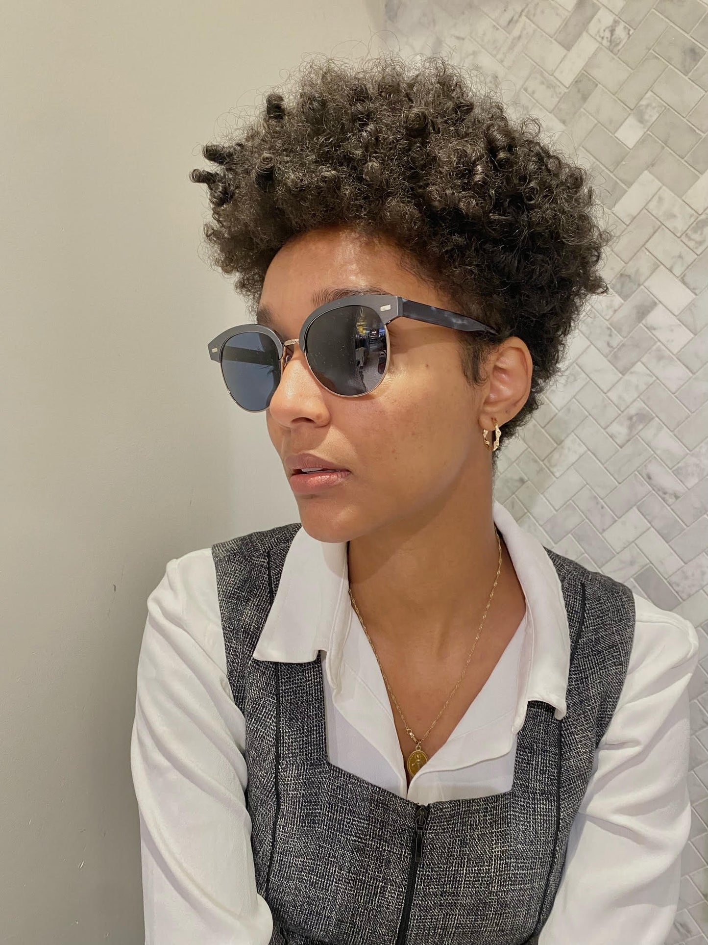 Oliver Peoples - Lunettes 'Shaeli' - Bleu Métallique + Bleu Marin