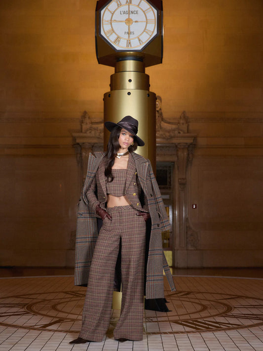 L'Agence | Haut corset "Tiffany"-Marron multicolore